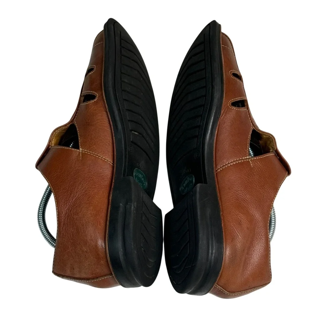 Sandro Moscoloni Men Brown Leather Fisherman Sandals Comfort Walk 4051 Size 9.5D